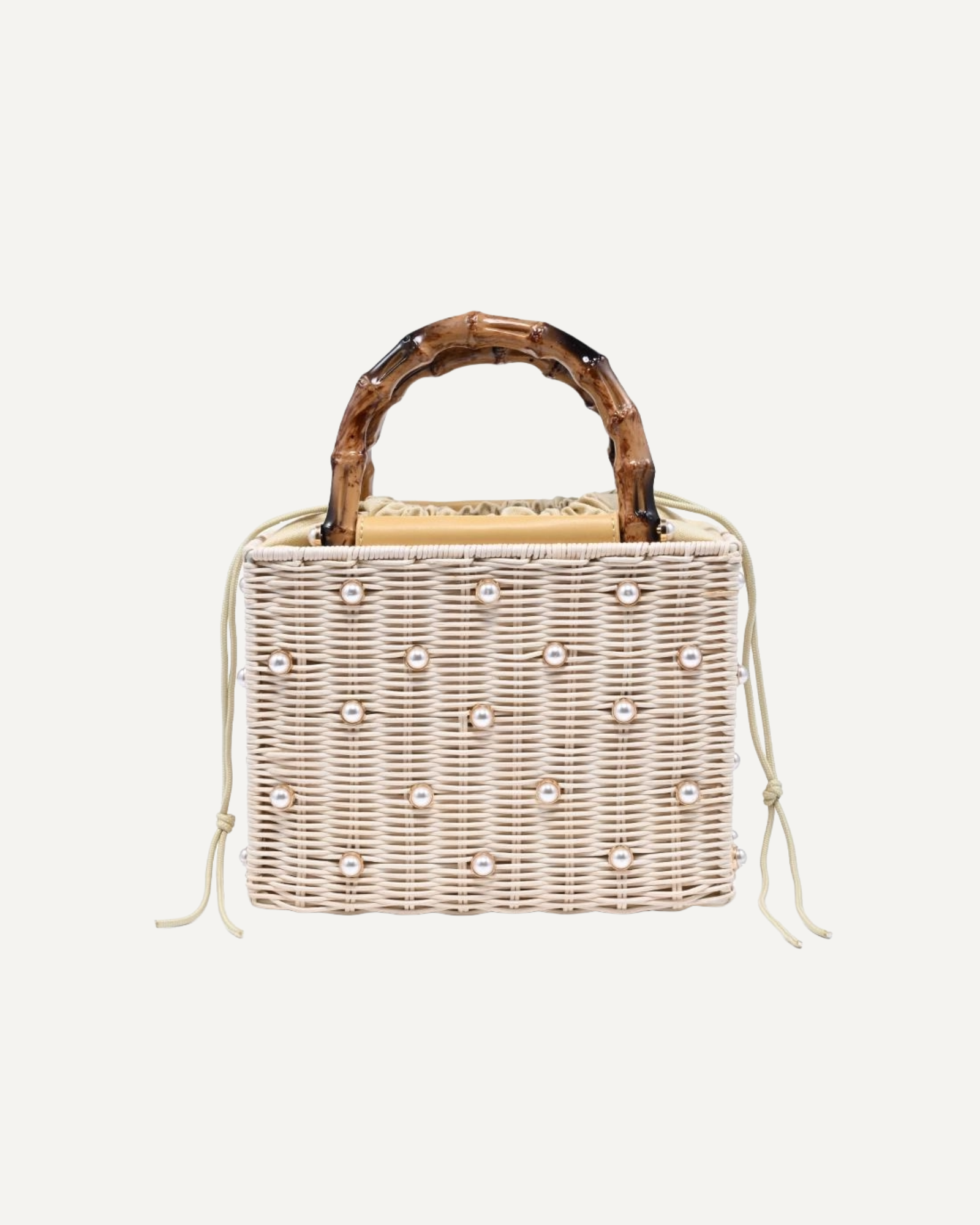 Urban Expressions Maxie Bamboo Top Handle Pearl-Embellished Wicker