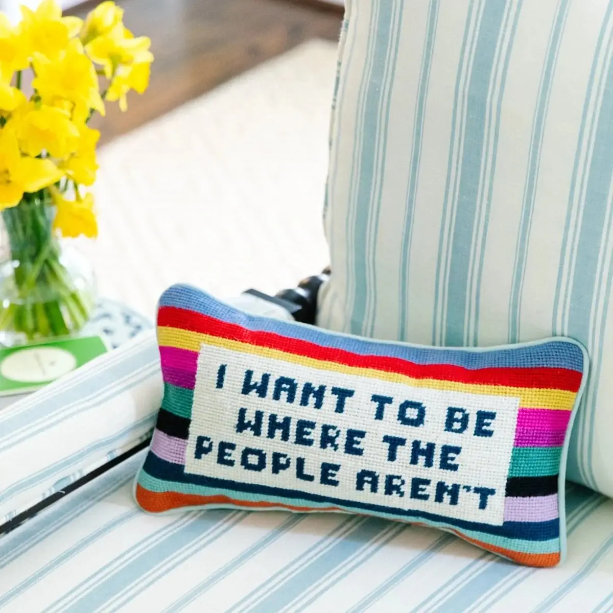 Furbish Studio Where the People Aren't Needlepoint Pillow - Thumbnail 3