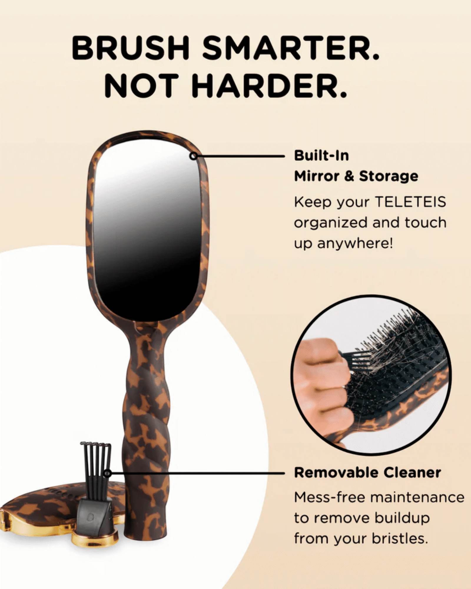 Boar Bristle Hair Brush Tortoise