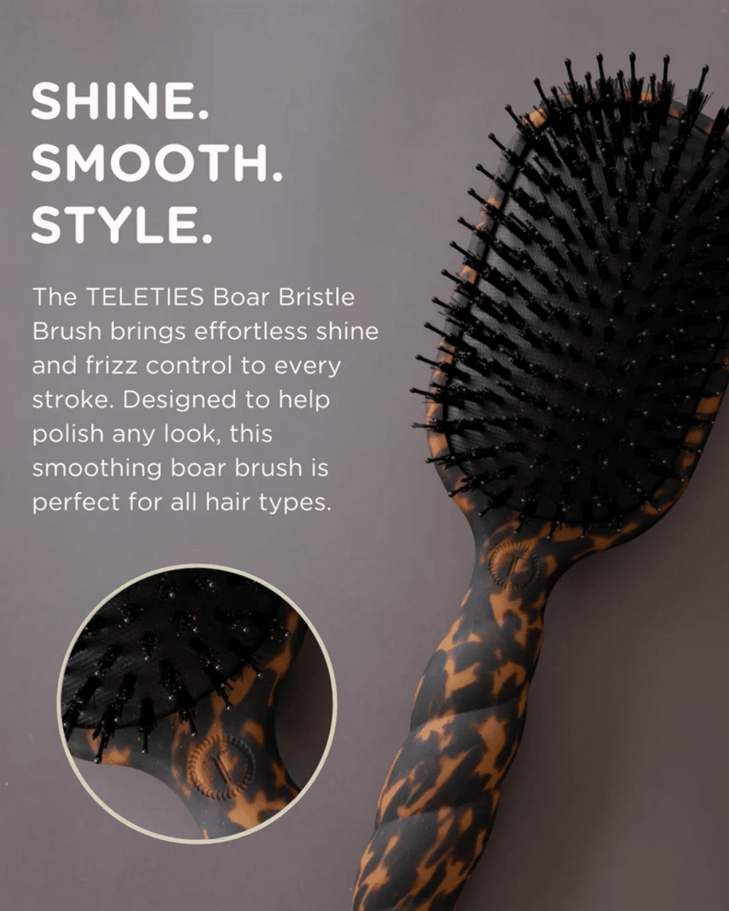 Boar Bristle Hair Brush Tortoise