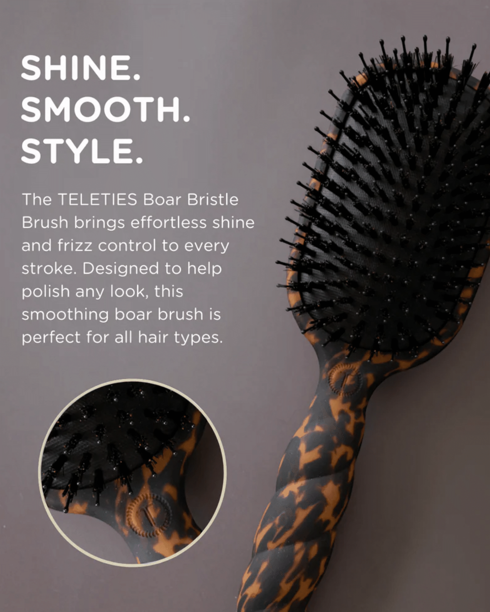 Boar Bristle Hair Brush Tortoise