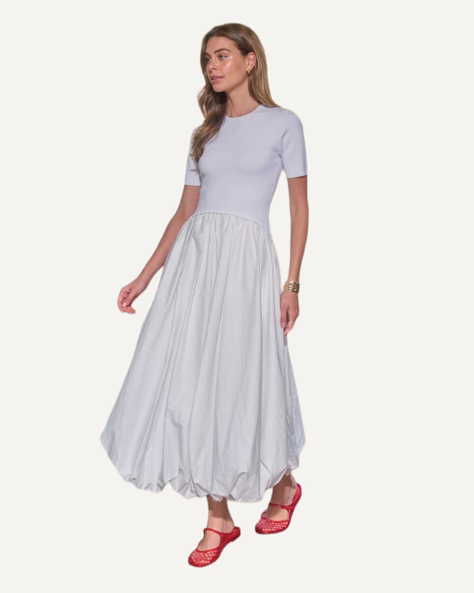 Bubble Skirt Midi Dress