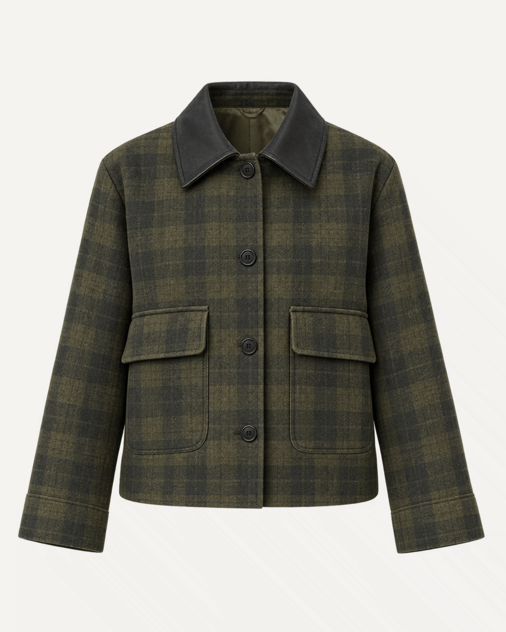 Contrast Collar Plaid Jacket
