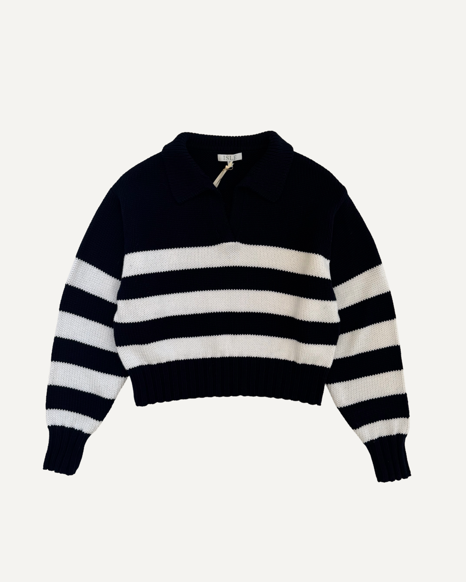 Cotton Cropped Polo Sweater