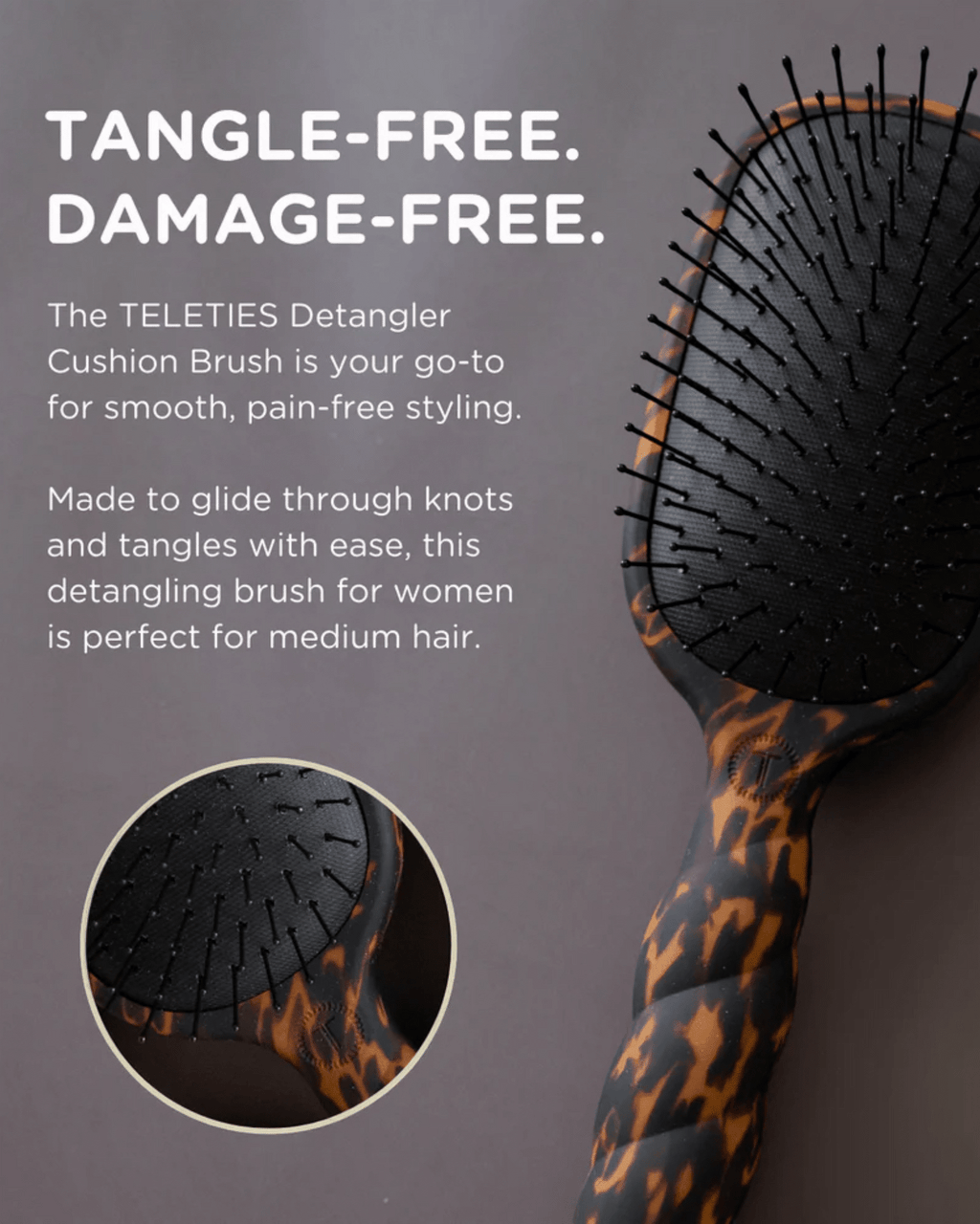 Detangler Hair Brush for Medium Hair Tortoise