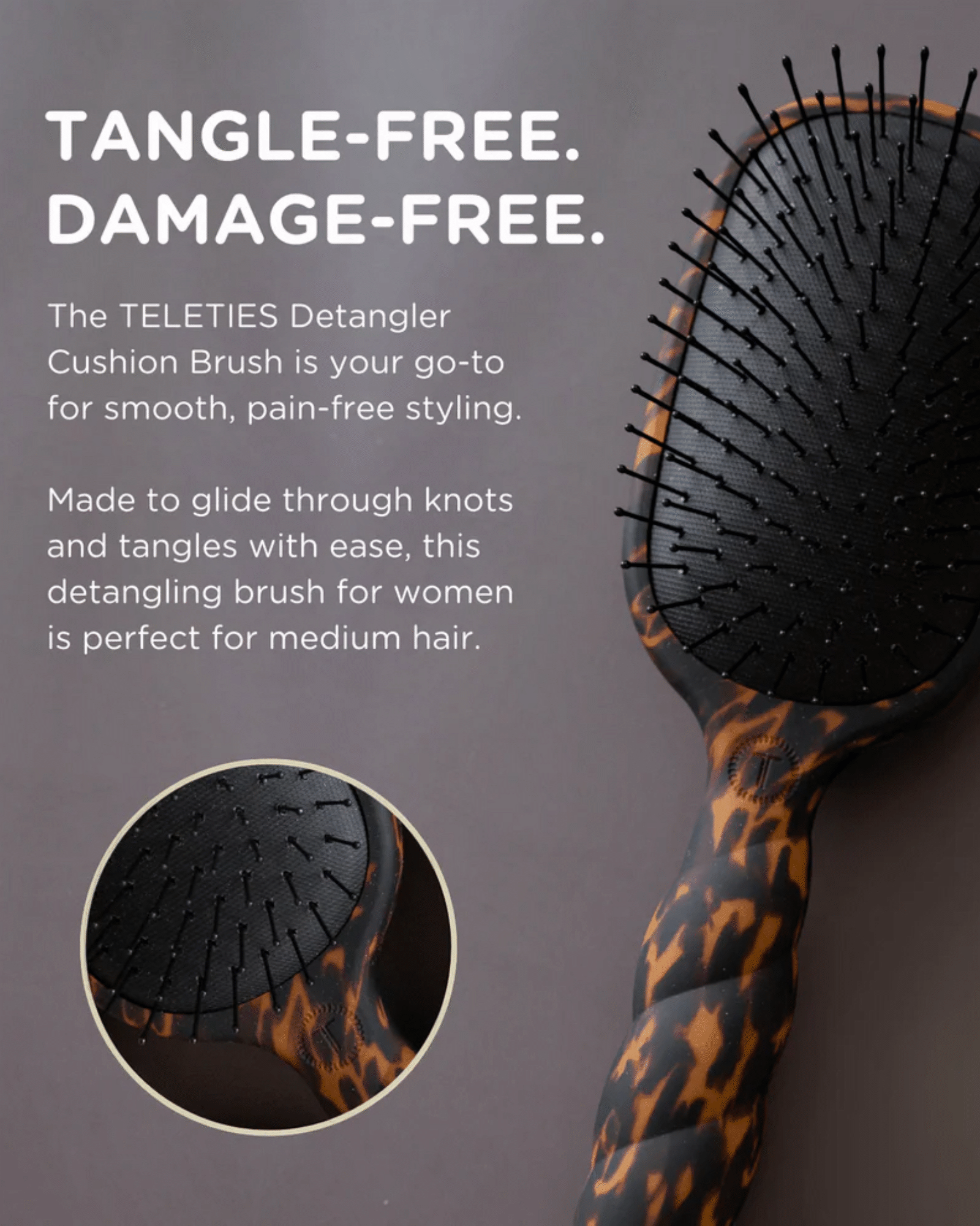 Detangler Hair Brush for Medium Hair Tortoise