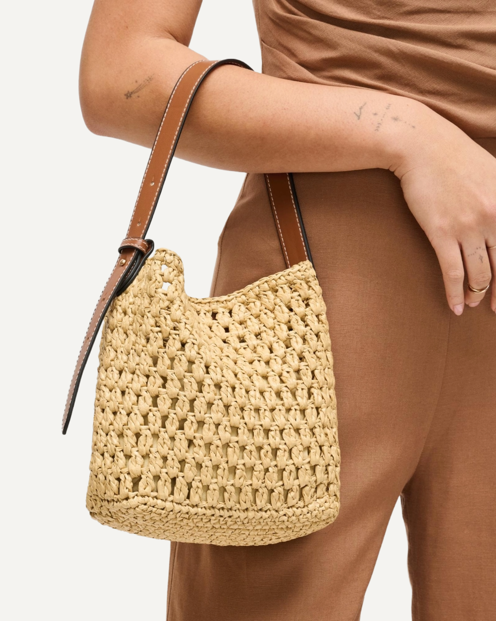 Ember Raffia Bucket Bag
