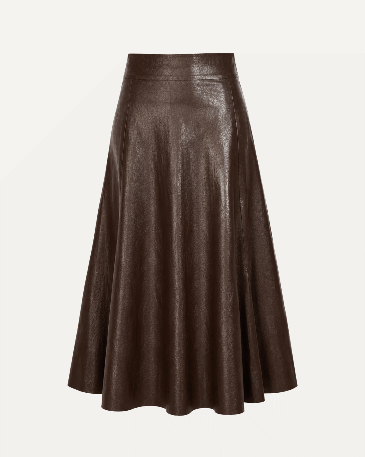 A-Line Faux Leather Midi Skirt