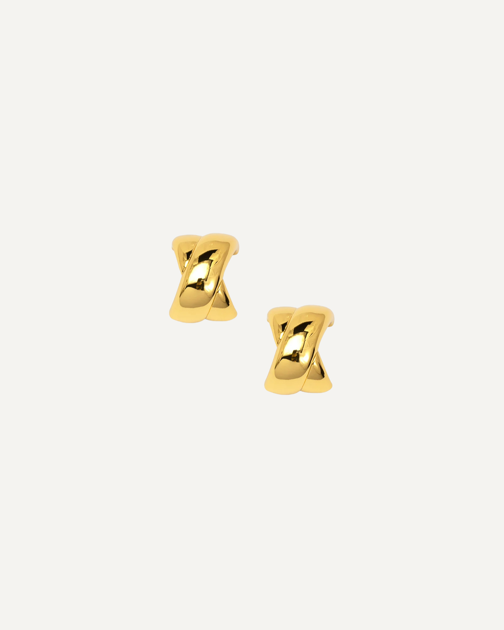 Gold Puffy Criss Cross Stud Earrings