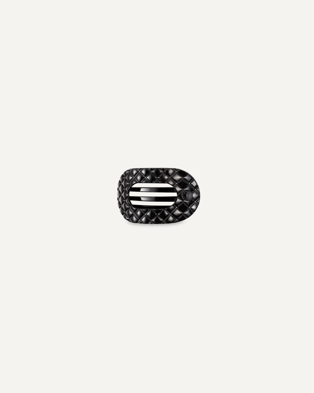 Jet Black Quilted Small Round Clip