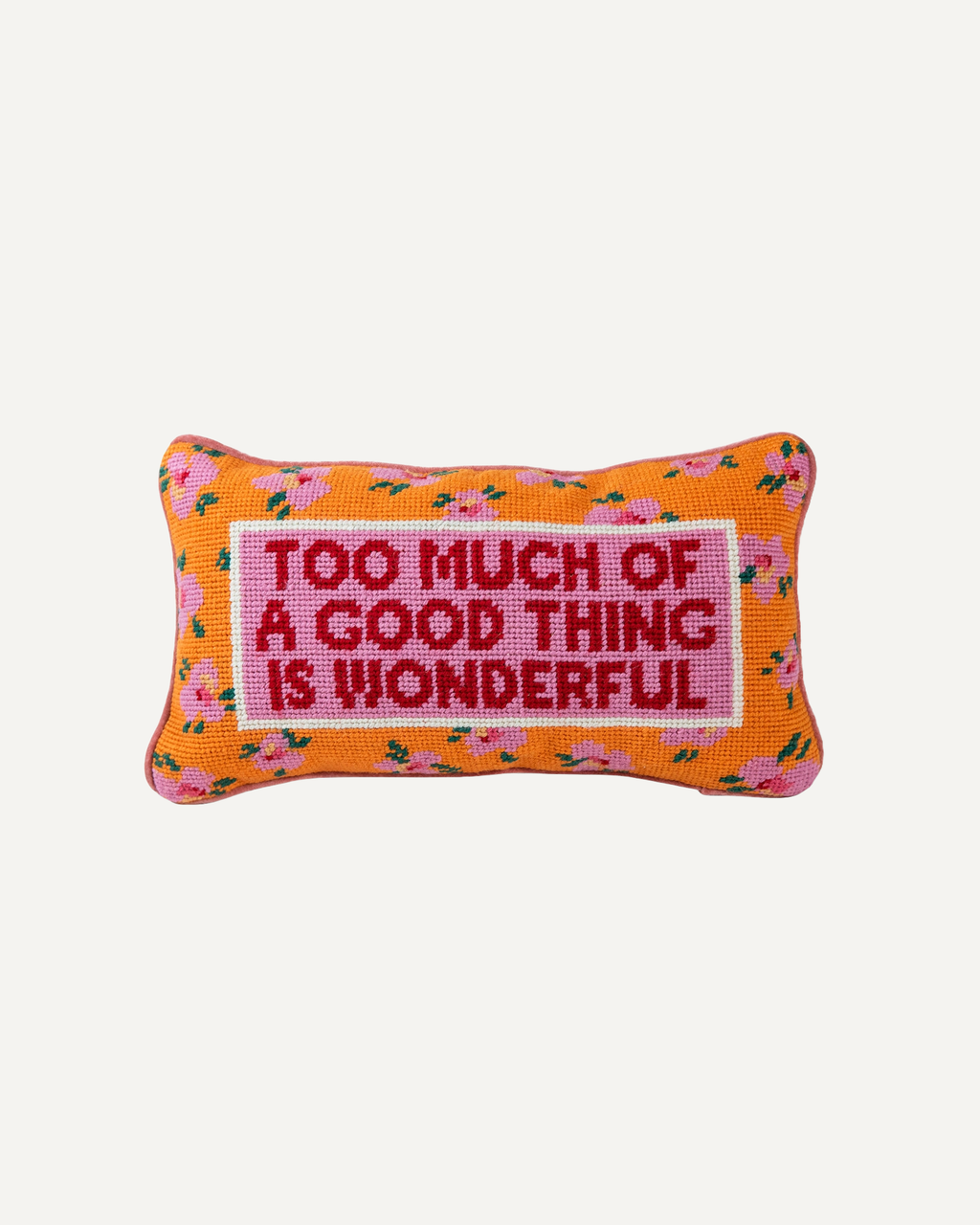 Too Much Needlepoint Pillow