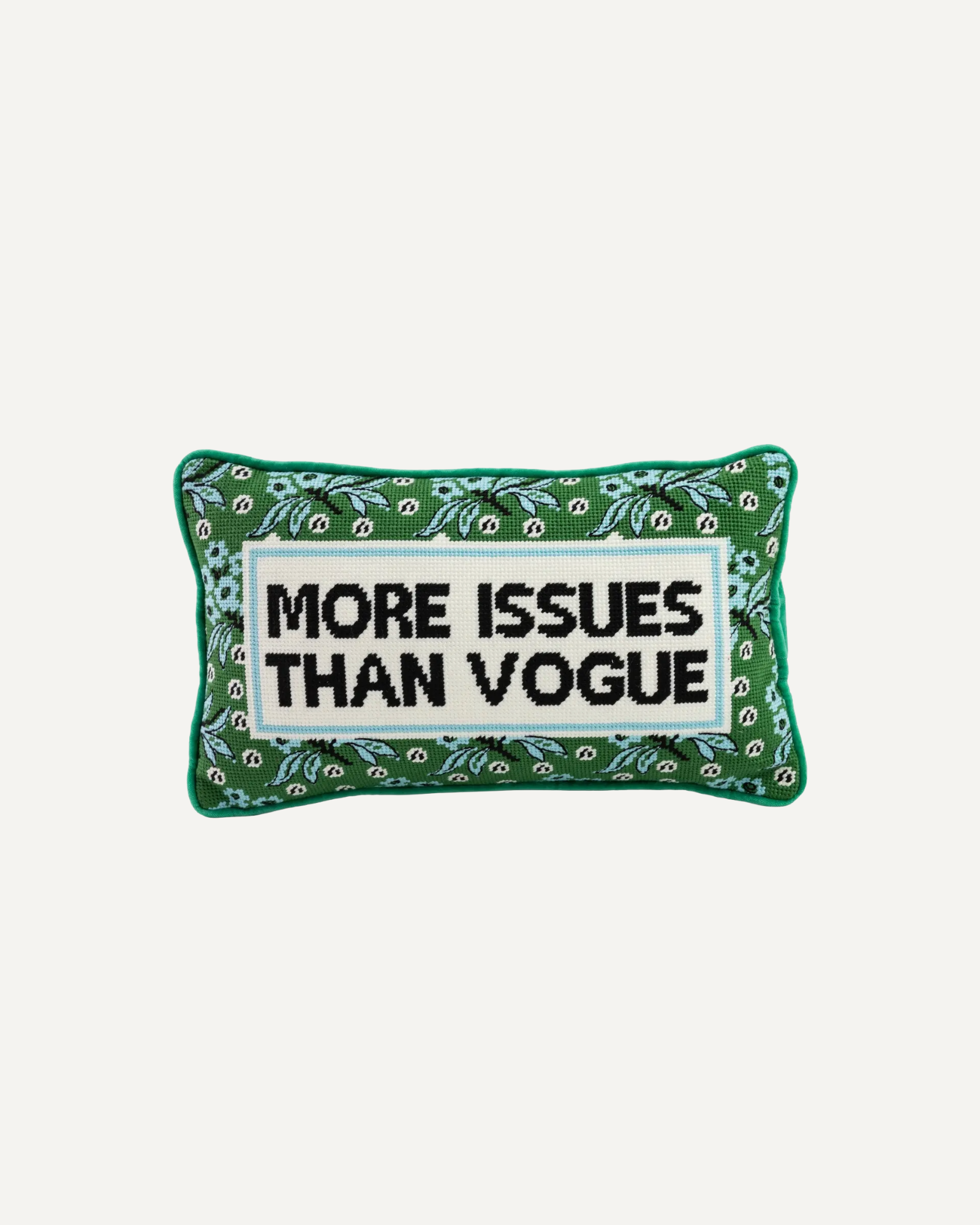 More Issues Needlepoint Pillow