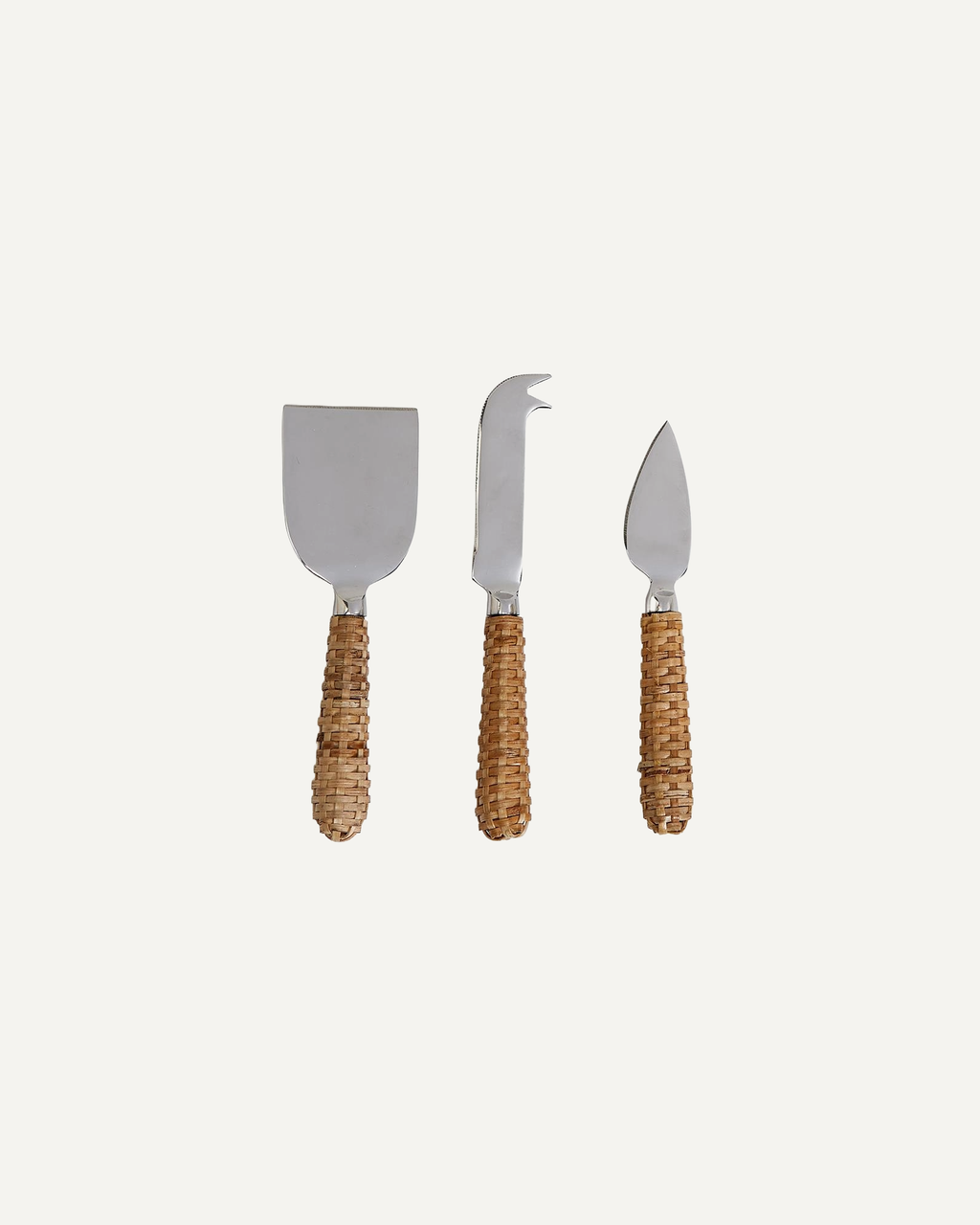 Wicker Weave Cheese Knives Set of 3
