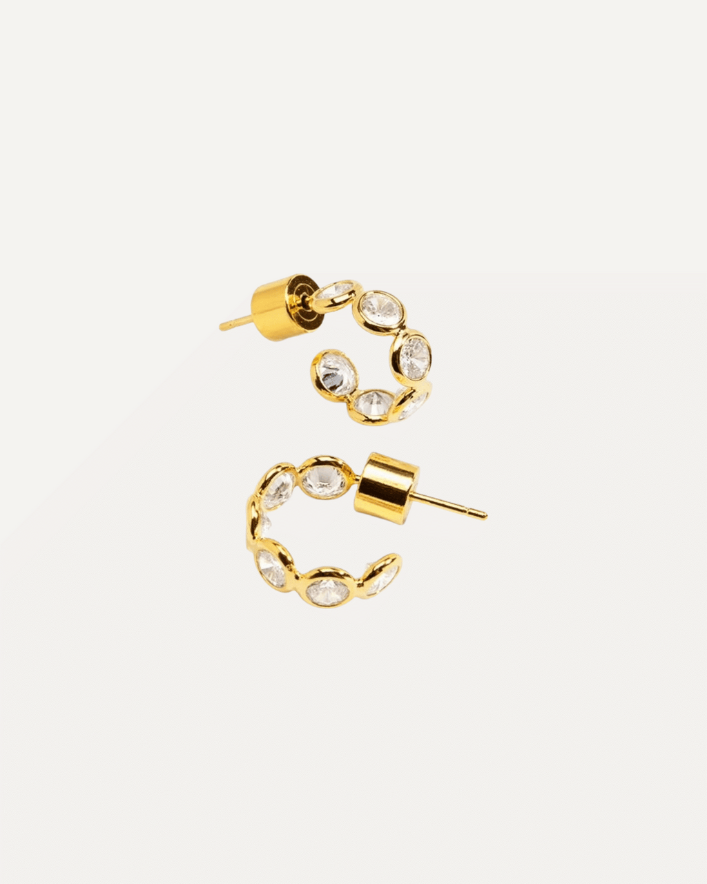 Gold Margot Bezel Crystal Huggie Earrings