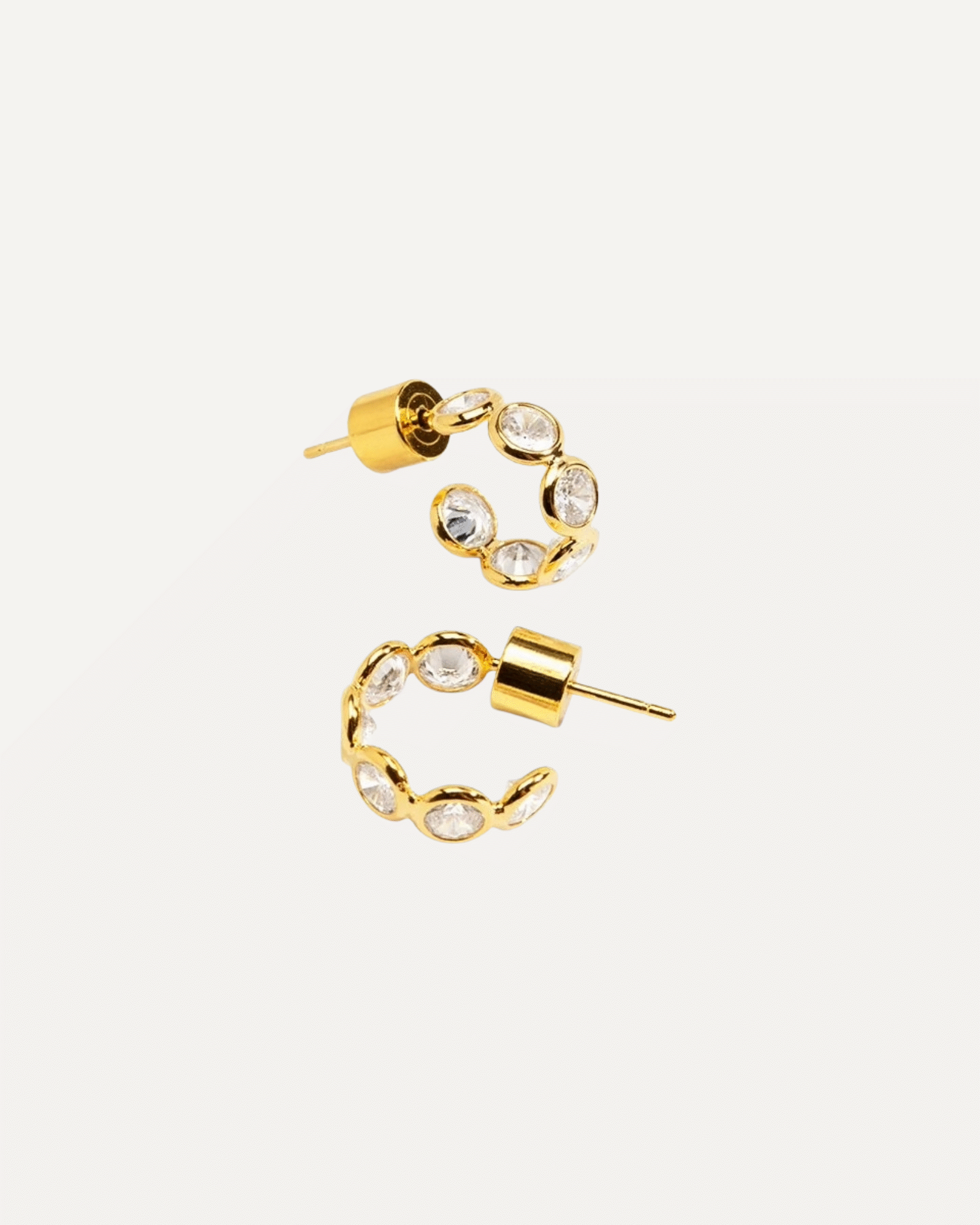 Gold Margot Bezel Crystal Huggie Earrings