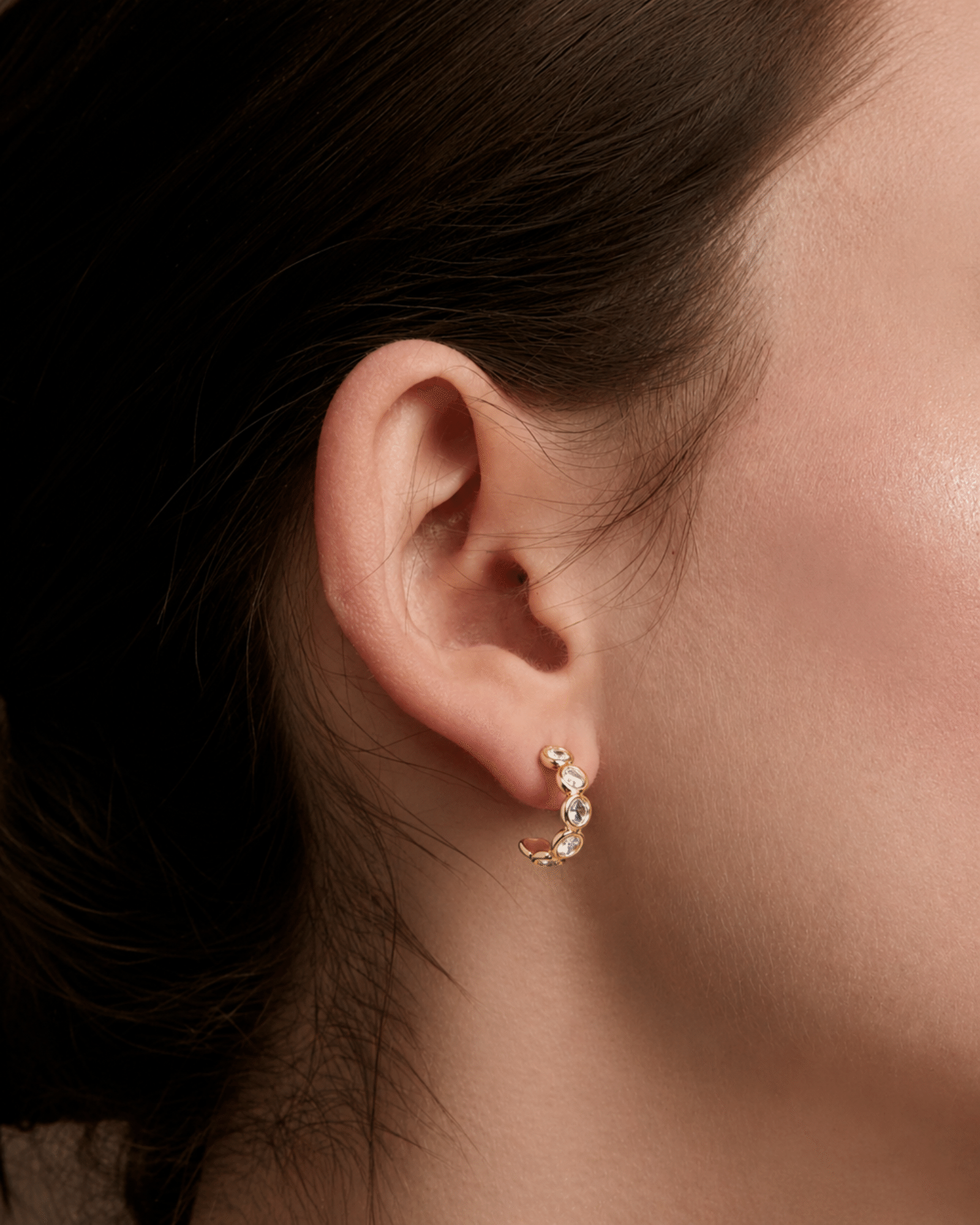 Gold Margot Bezel Crystal Huggie Earrings