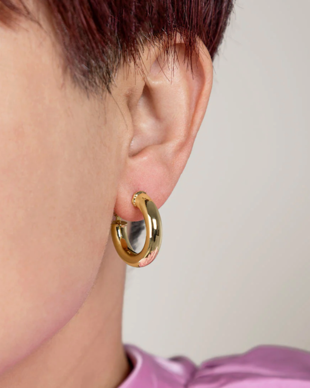 Gold Chunky Metal Huggie Earrings