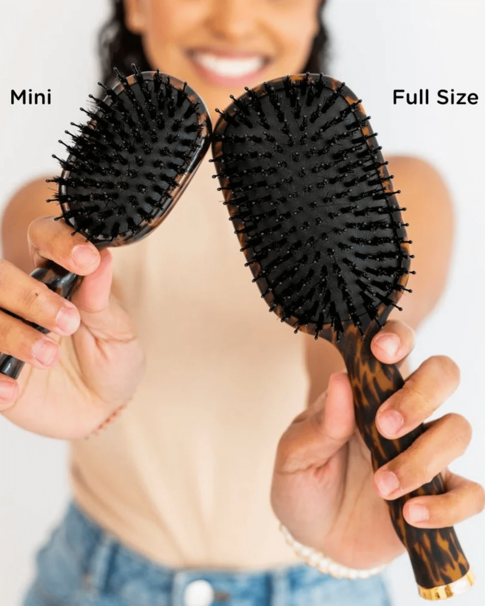 Mini Boar Bristle Hair Brush Tortoise