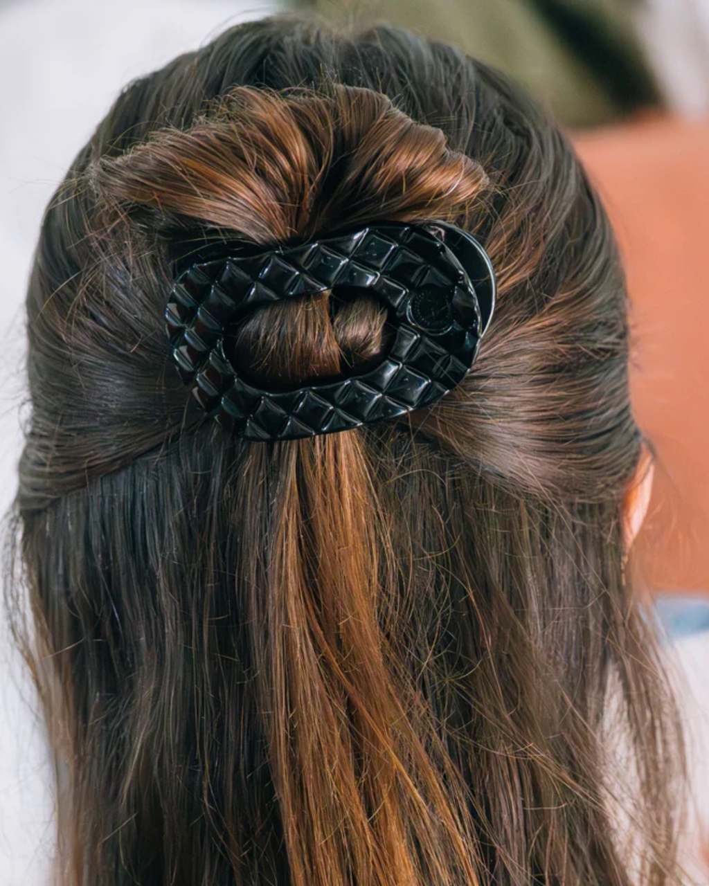 Jet Black Quilted Small Round Clip