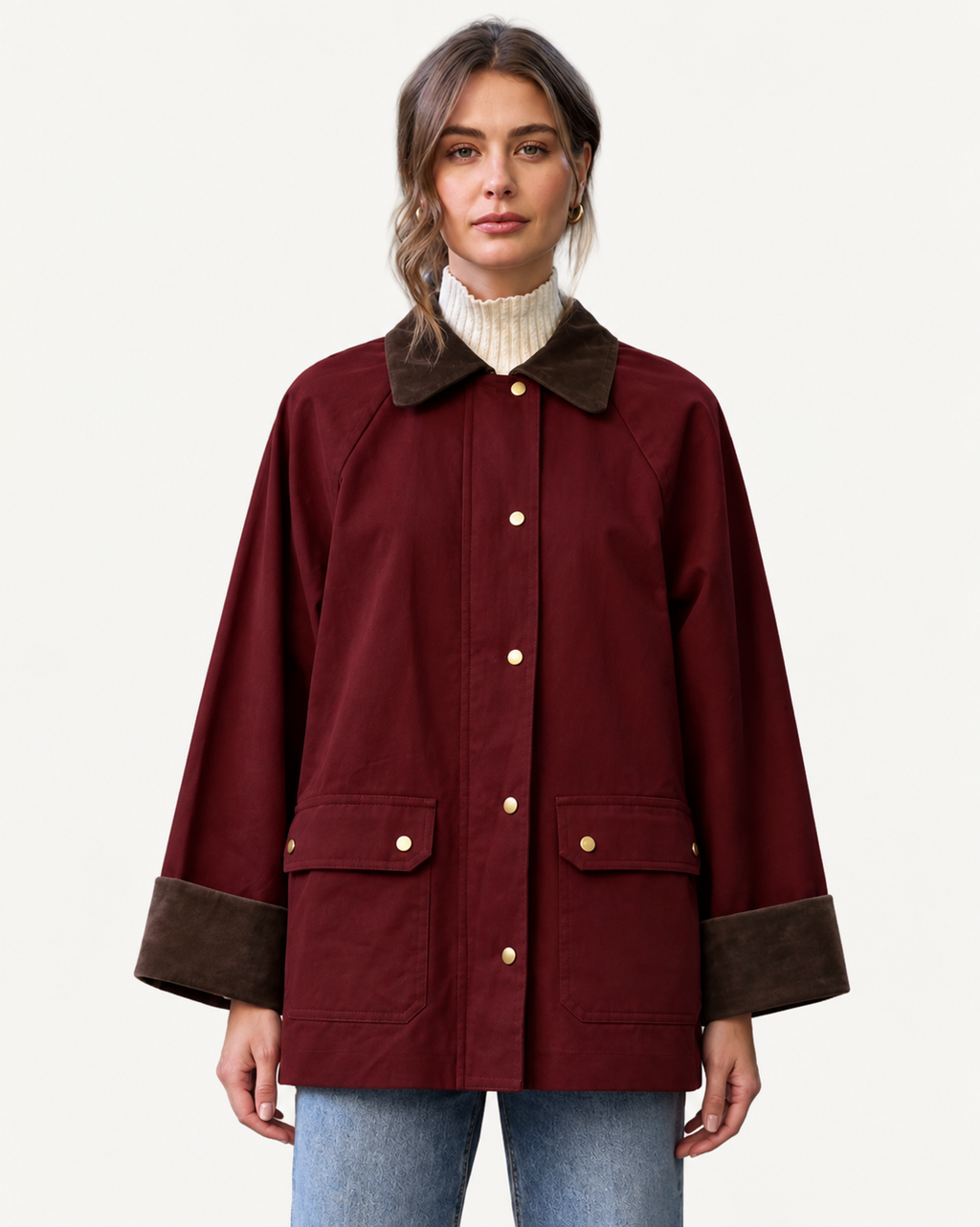 Contrast Collar Barn Coat