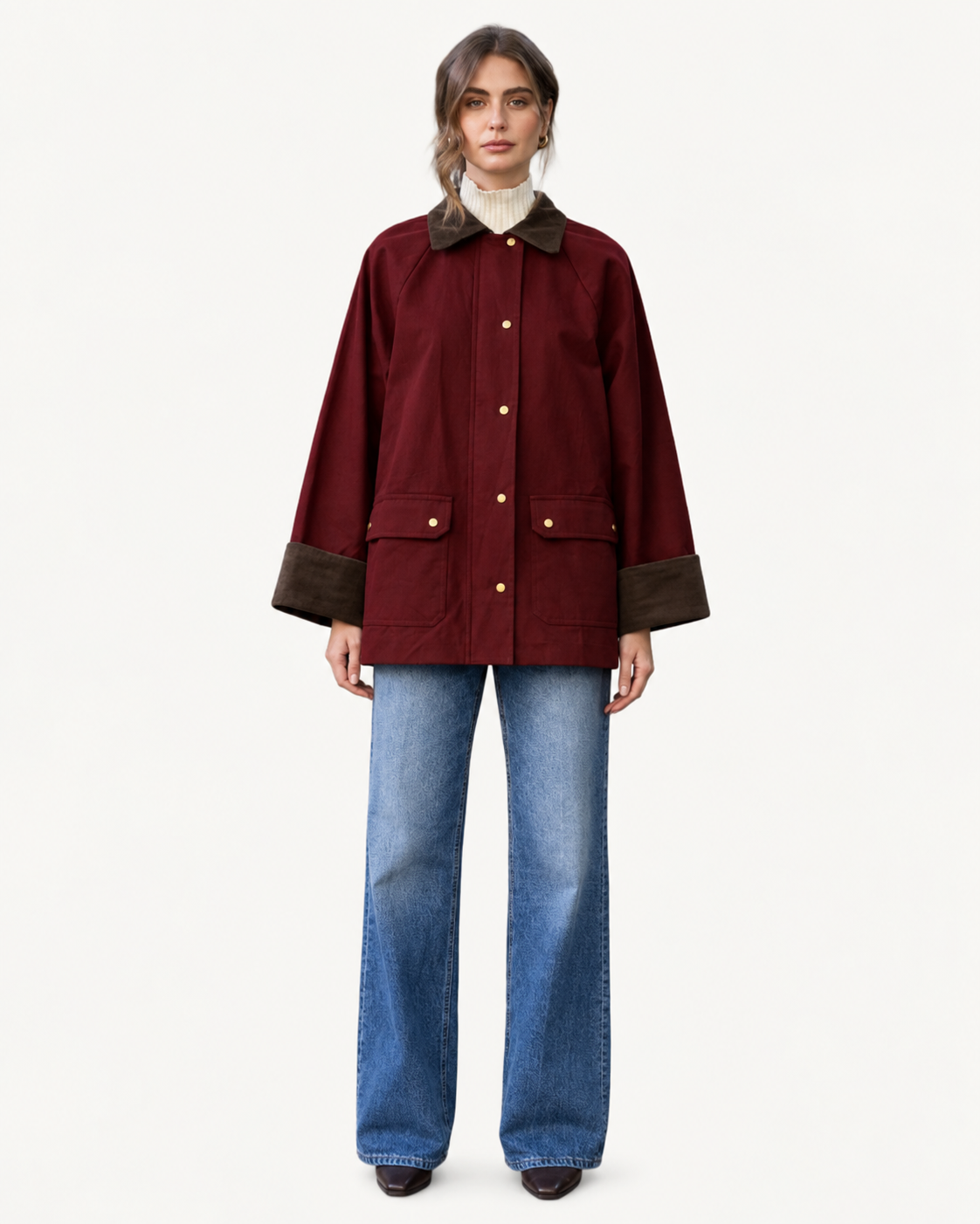 Contrast Collar Barn Coat