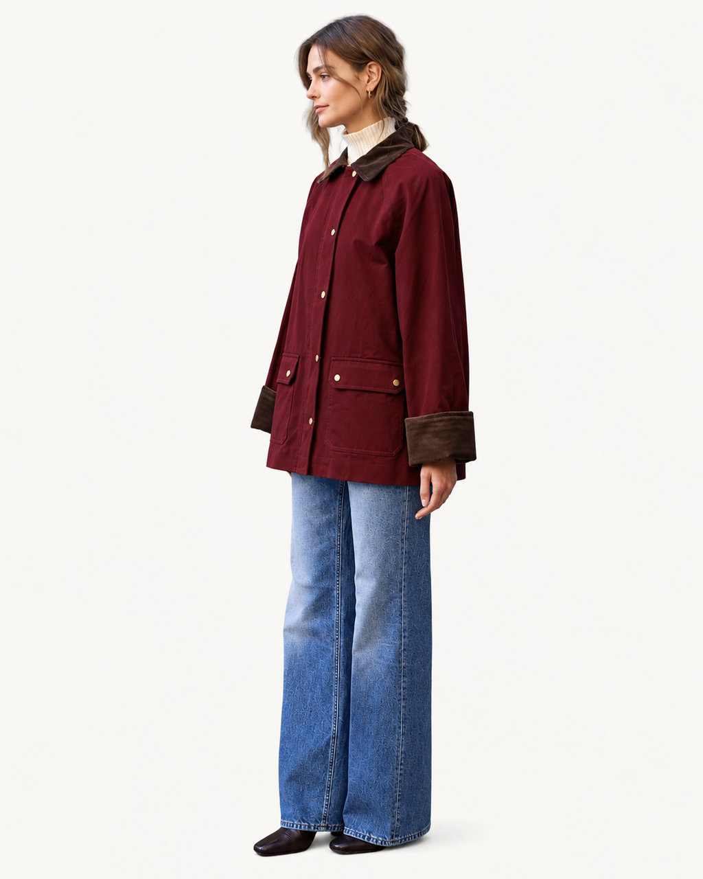 Contrast Collar Barn Coat