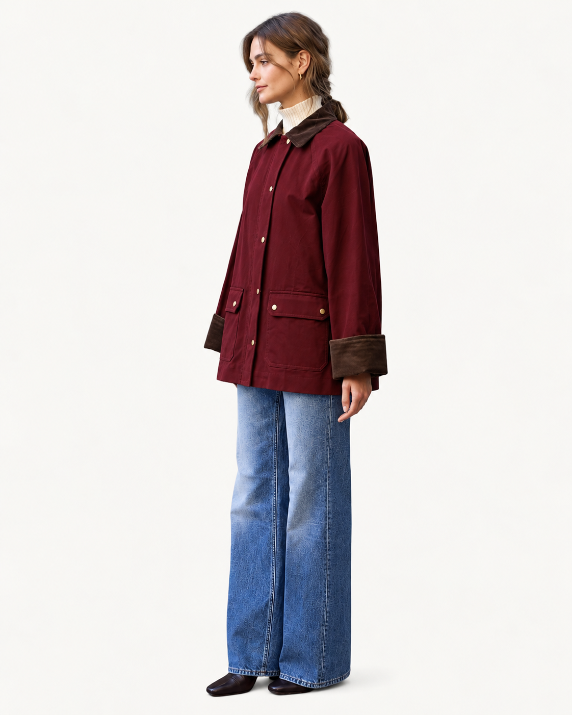 Contrast Collar Barn Coat