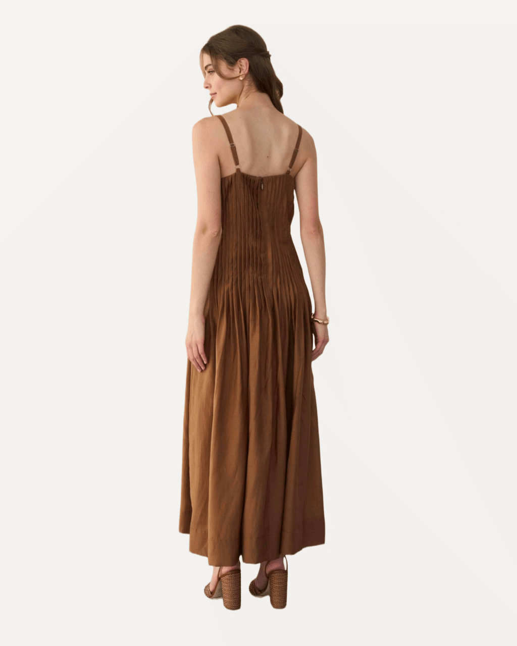 V-Neck Pleated Front Detail Maxi Dress