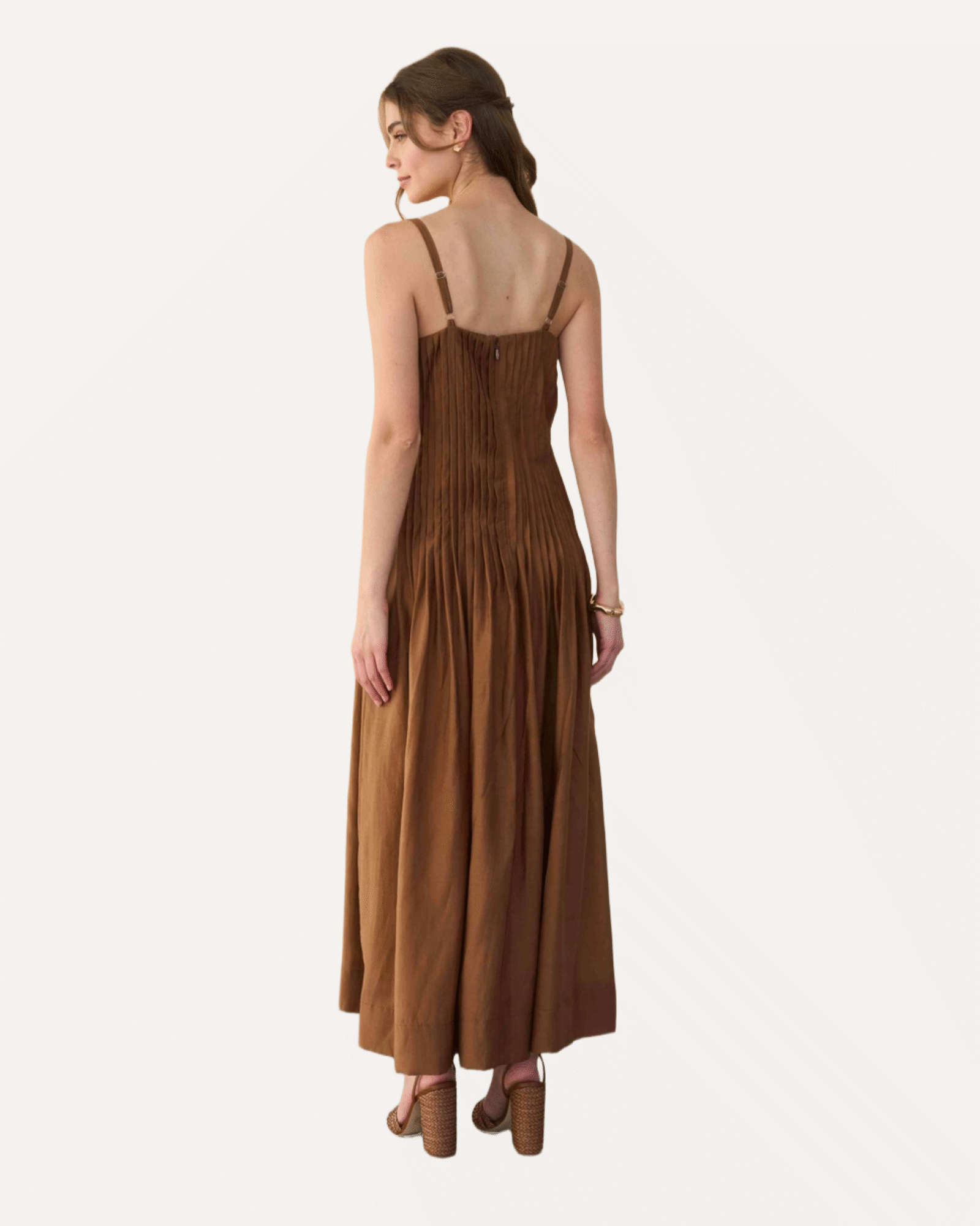 V-Neck Pleated Front Detail Maxi Dress