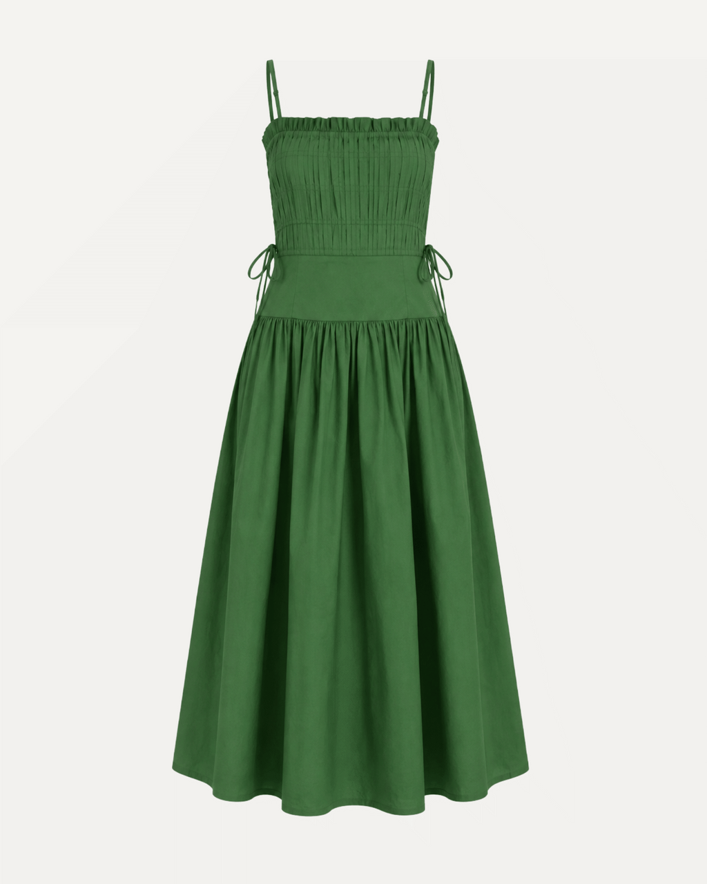 Spaghetti Side Tie Strap Detail Pleated Midi Dress