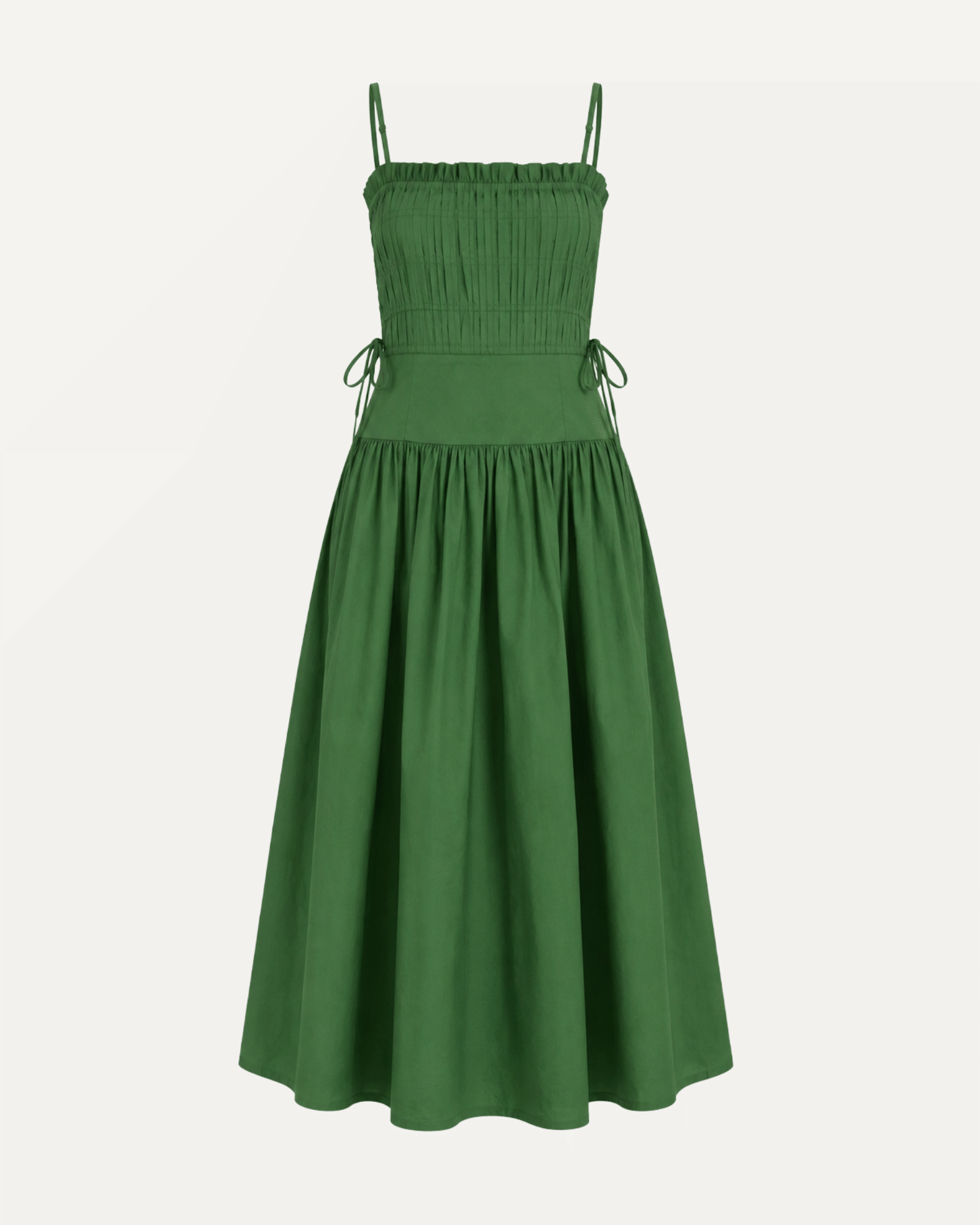 Spaghetti Side Tie Strap Detail Pleated Midi Dress