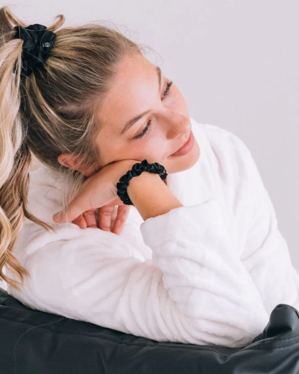 Jet Black Small Silk Scrunchies