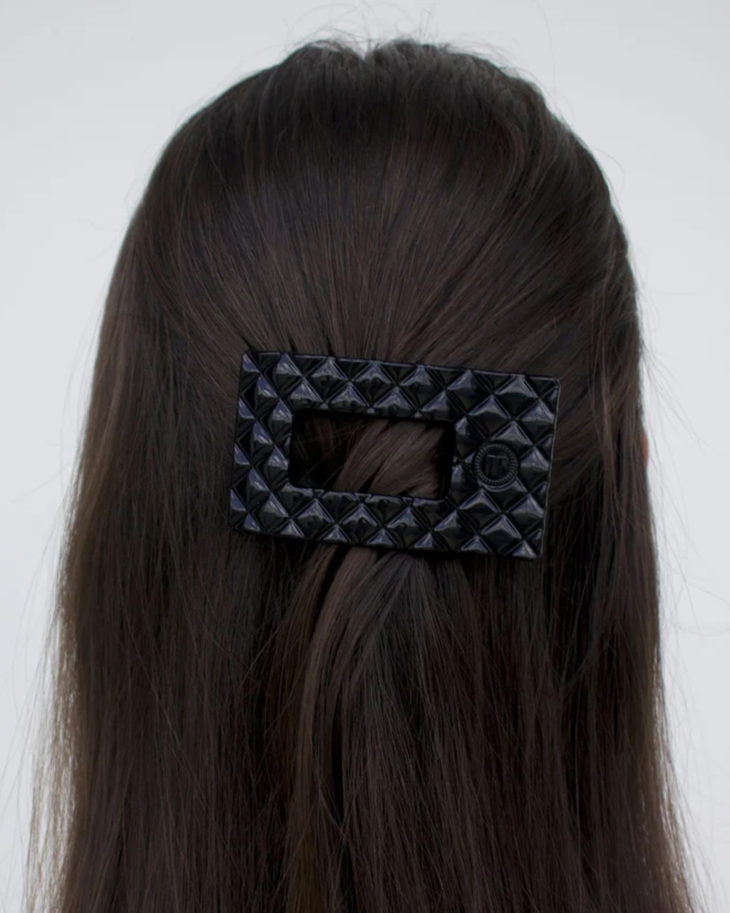 Jet Black Quilted Small Rectangle Clip