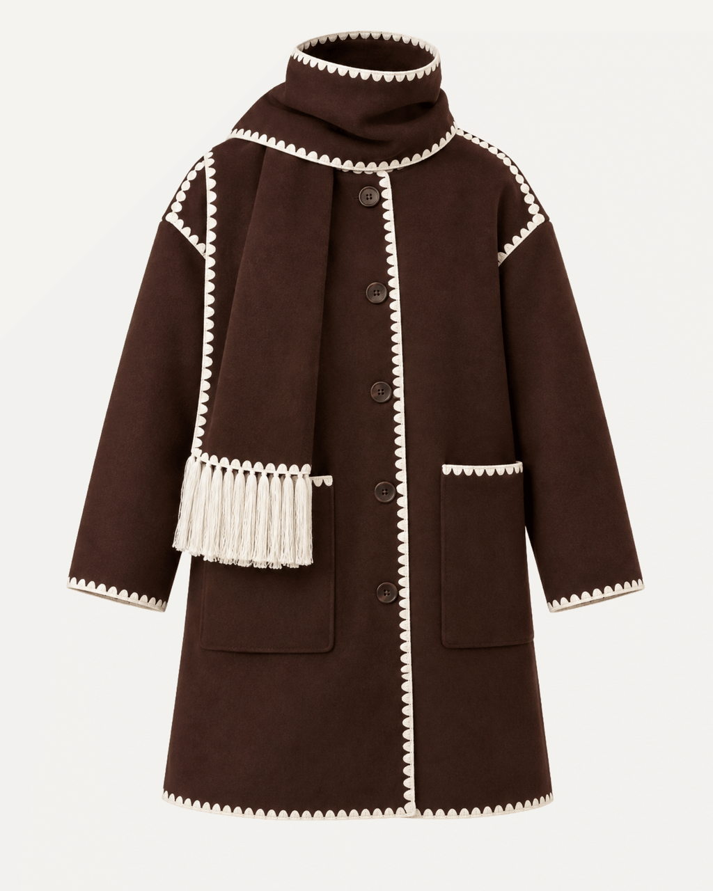 Contrast Stitching  Scarf Coat