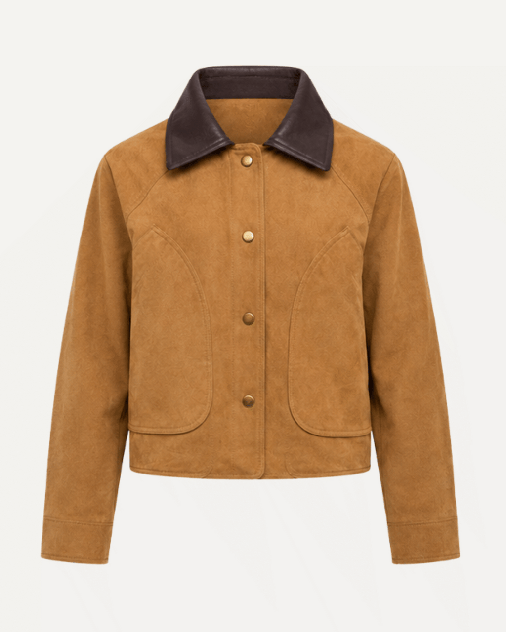 Contrast Collar Faux Suede Jacket