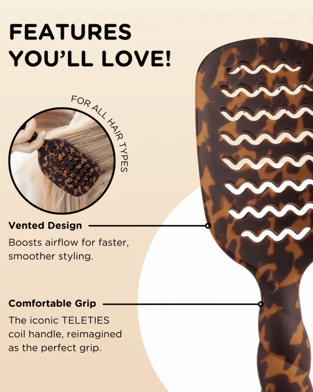 Vented Hair Brush Tortoise