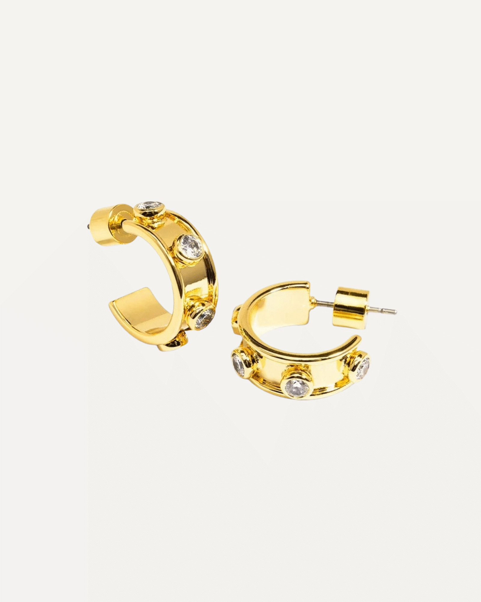 Gold Vivienne Crystal Studded Huggie Earrings