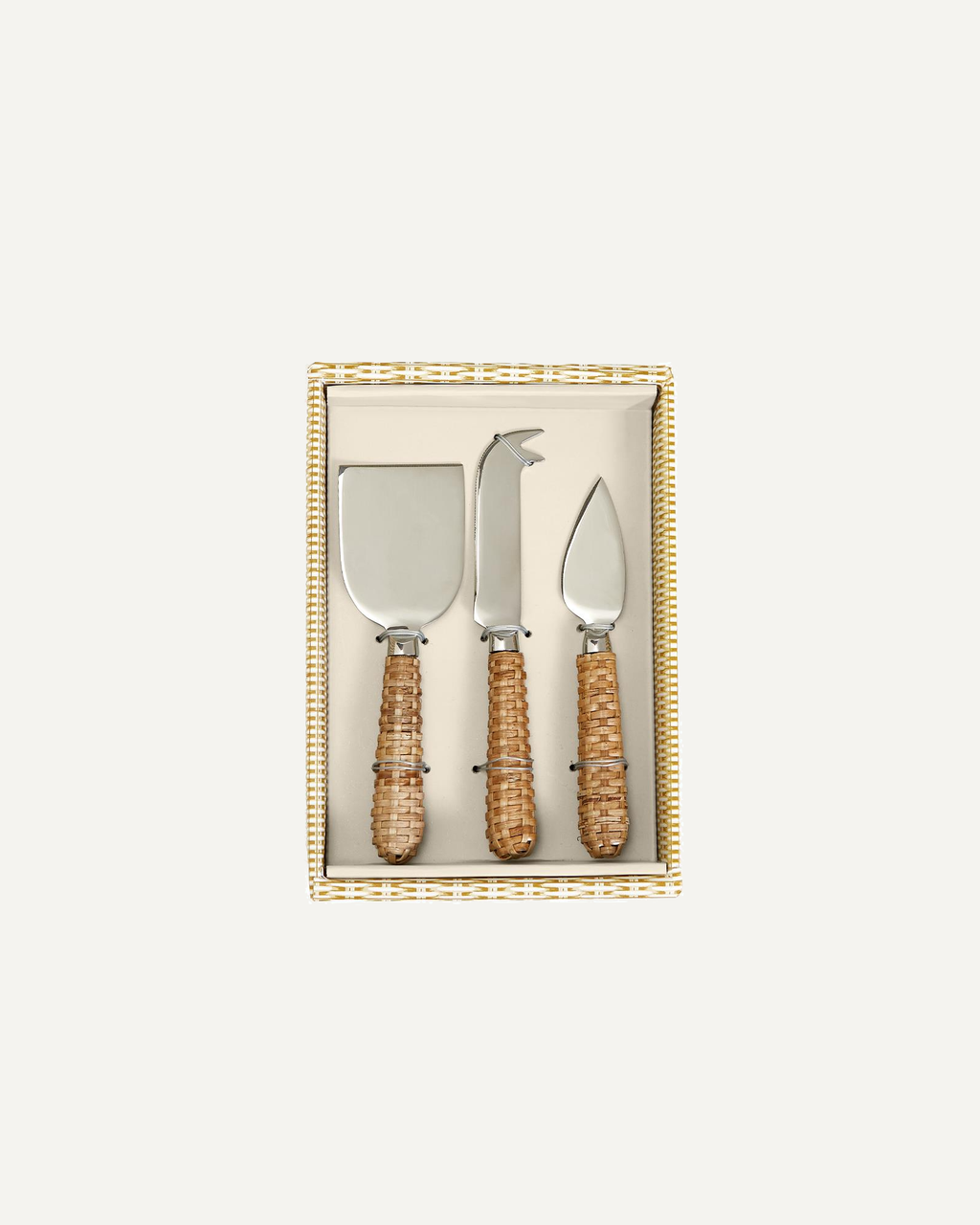 Wicker Weave Cheese Knives Set of 3