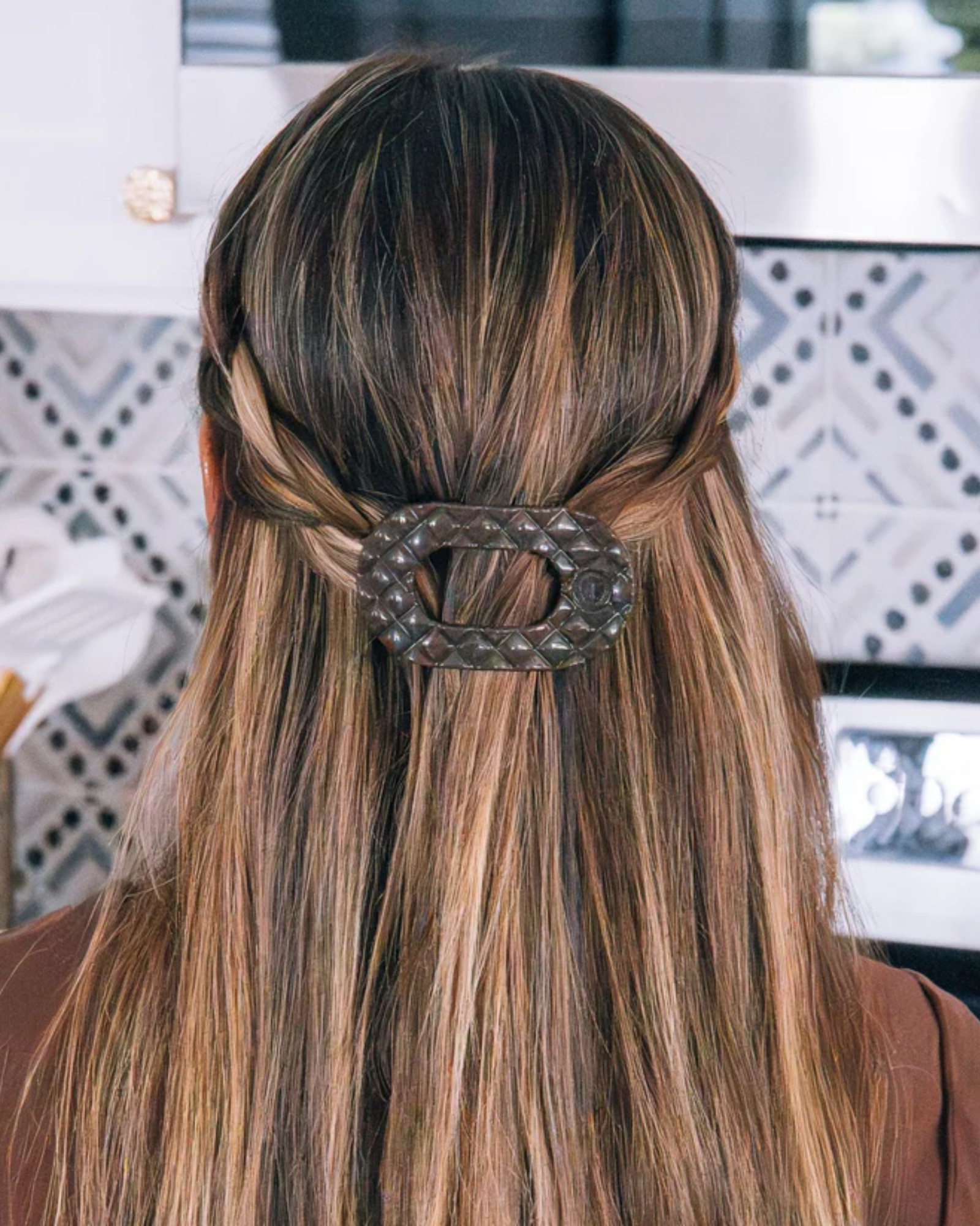 Truly Taupe Quilted Small Round Clip